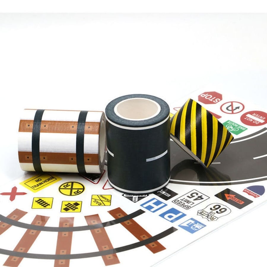 New Toy Series Road Washi Tape and Railway Washi Tape 160 Road Signs Stickers In