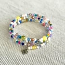 Multicoloured bangle made with mixed beads - Stretchy - one size fits all