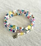 Multicoloured bangle made with mixed beads - Stretchy - one size fits all