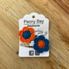 Girl’s hair clips, flower clips in orange, green & blue