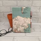 A5 book reuseable fabric book cover, student gift, reusable book cover, worldmap