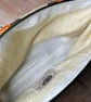 Dark denim and chenille pouch with orange and lime pattern - Image 4