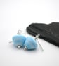 lampwork blue sea glass cone earrings - Image 3