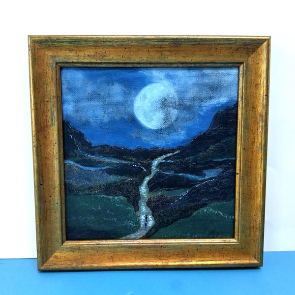Moon Path - An original framed painting in mixed media