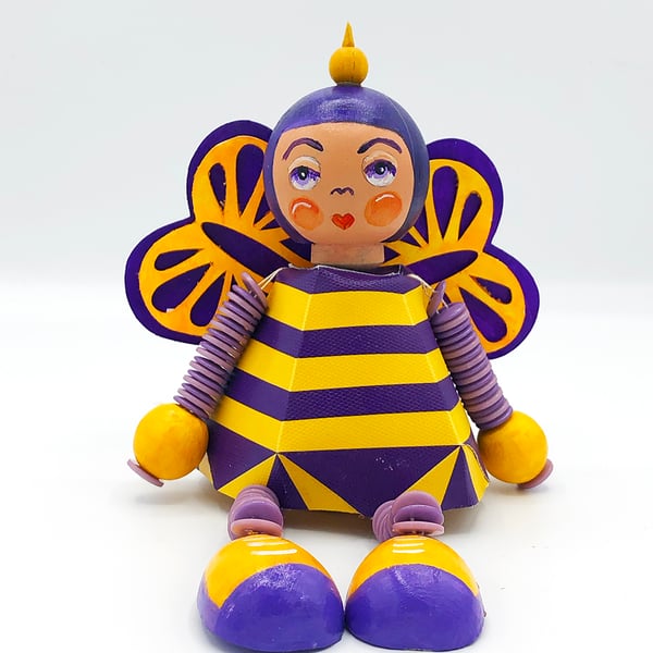 Flonibee (Purple Hair) Handmade Decorative Wooden Doll