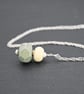 lampwork glass green spot pendant necklace