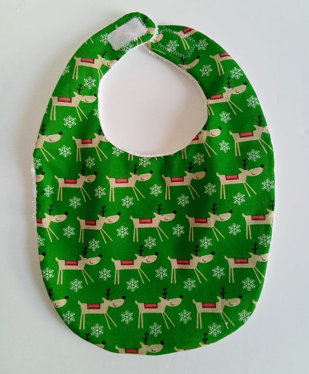 Christmas bib, reindeer xmas bib, babies first Christmas, Bib, 