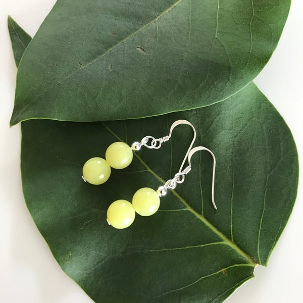Lemon Jasper earrings with sterling silver  ear wires