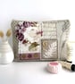Botanical Toiletry Bag with Shabby Chic Fabric Patch Collage Design