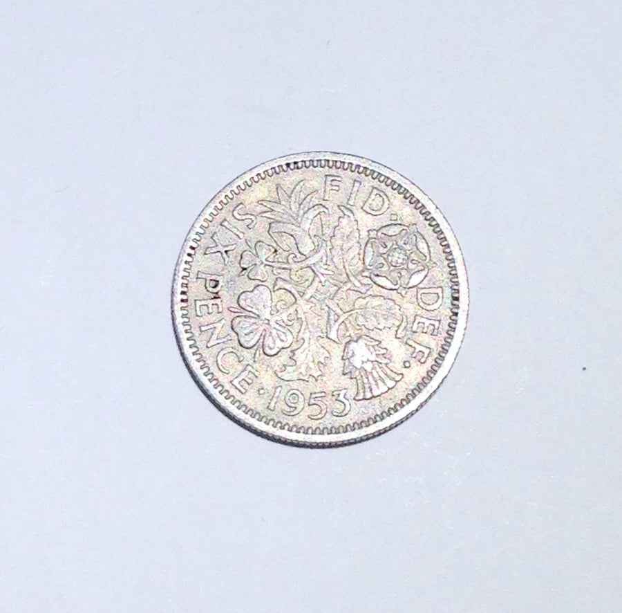 Lucky Sixpence Dated 1953 for Crafting