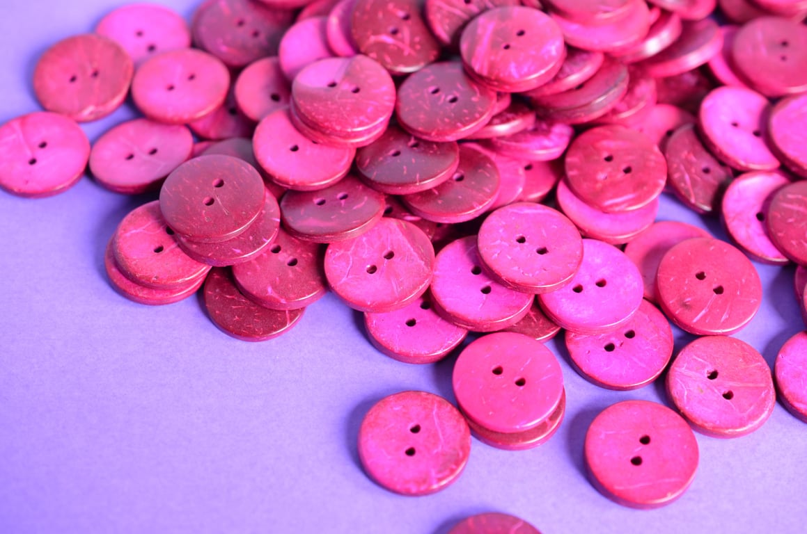 Bright and Bold Hot Pink Coconut Shell Buttons 6pk 20mm