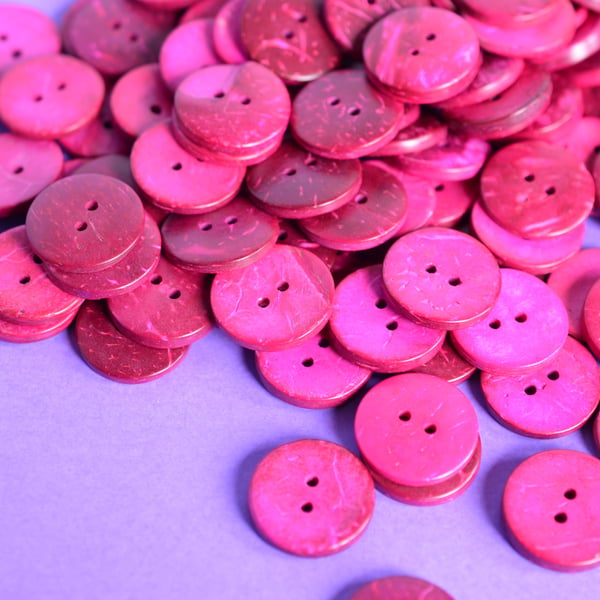 Bright and Bold Hot Pink Coconut Shell Buttons 6pk 20mm