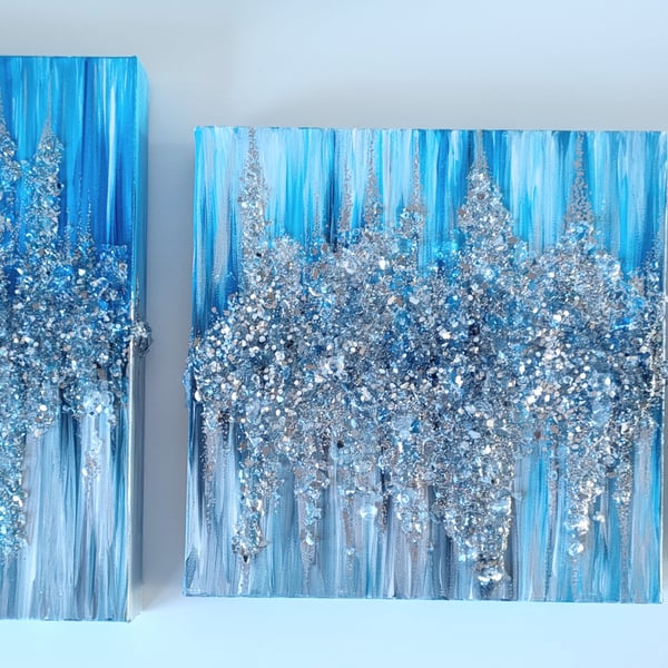 Blue Sparkle Triptych