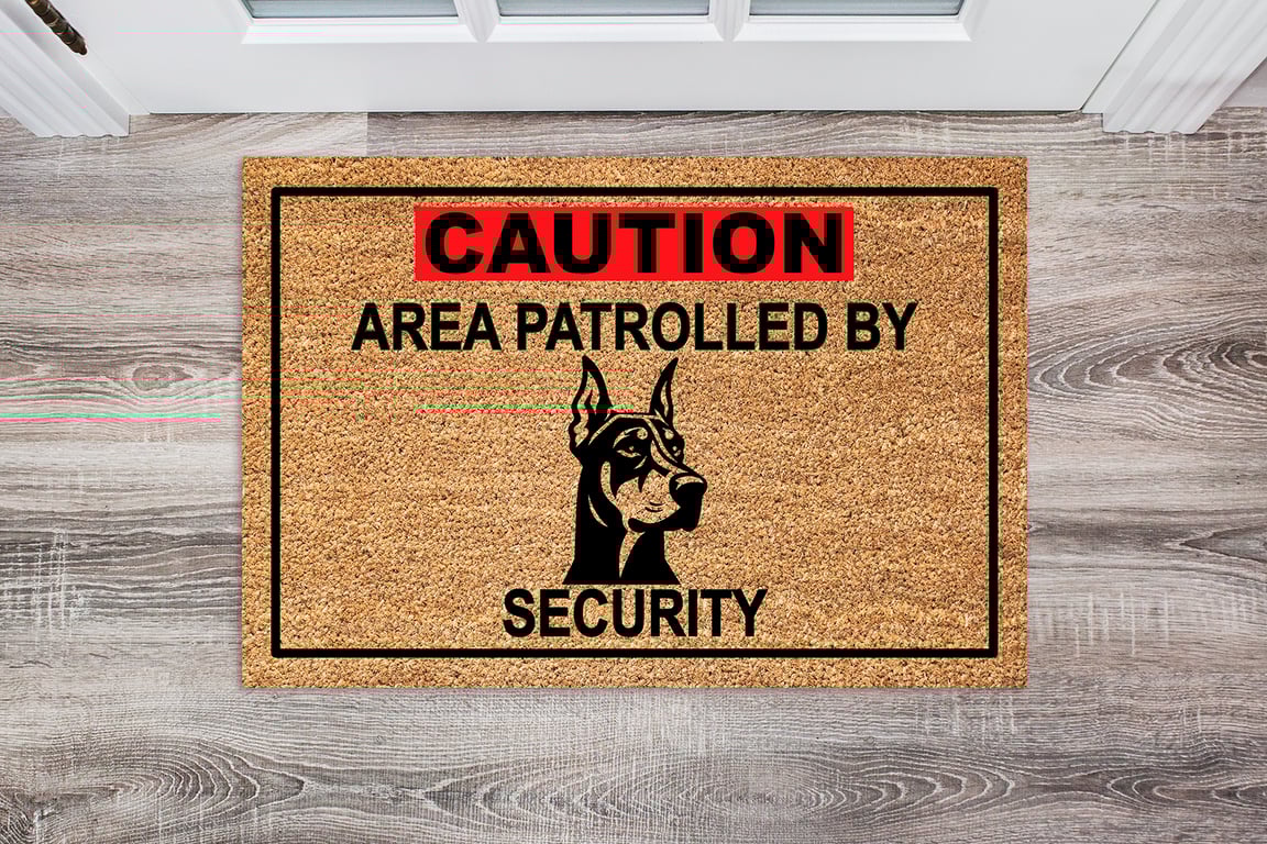 Doberman Security Door Mat - Doberman Pinscher Welcome Mat - 3 Sizes