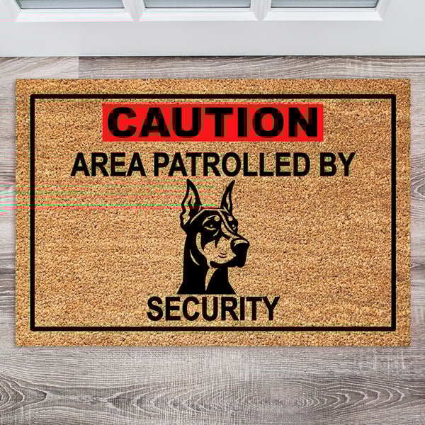 Doberman Security Door Mat - Doberman Pinscher Welcome Mat - 3 Sizes