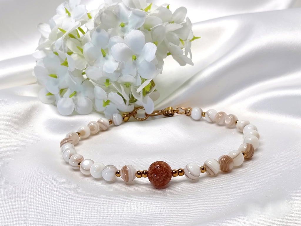 Dark Yellow Jasper with Shell Bead Bracelet