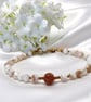 Dark Yellow Jasper with Shell Bead Bracelet