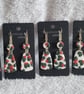 Handmade Polymer Clay Green White Red Christmas Earrings, 316 Stainless Steel