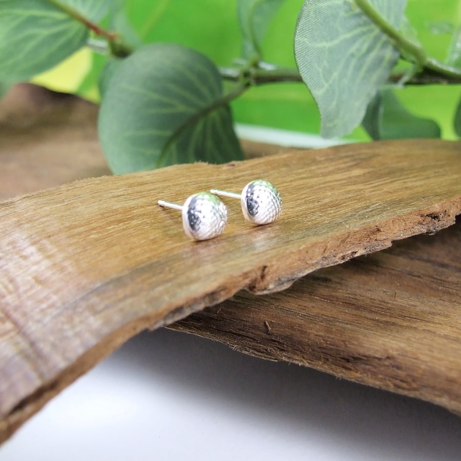 Fine Silver Shell Stud Earrings, Recycled Silver Dainty Earrings