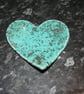 Handmade ceramic green Heart decoration with embossed valentine heart design - Image 1