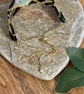 Geometric beadwork peyote bracelet in black and gold with slider chain  - Image 5