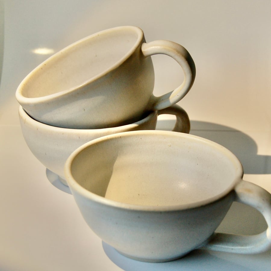 Rustic wheel thrown cup with big handle