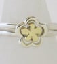 Silver & 9ct gold 2 interlocking Flower Rings - Image 1