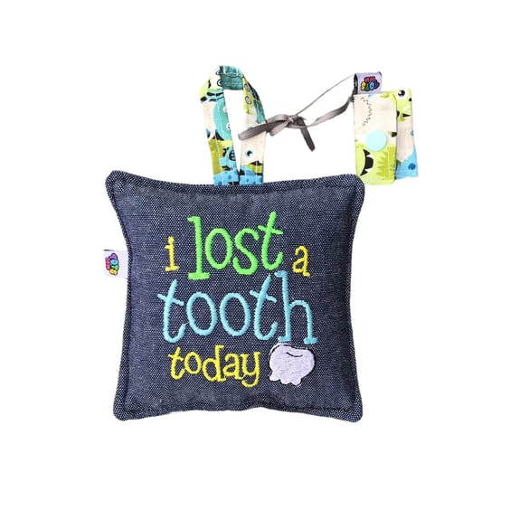 Blue Lost Tooth Cushion with mini Tooth Purse