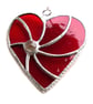 Red Swirl Heart Stained Glass Suncatcher Ruby Wedding  - Image 3