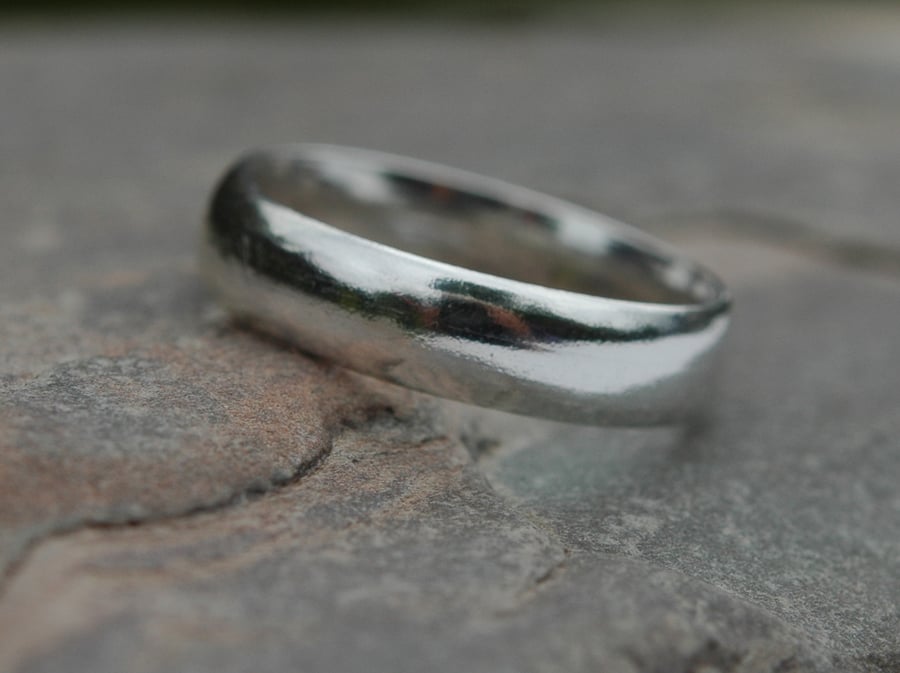 Wide Sterling Silver Unisex Ring, Hallmarked, size T