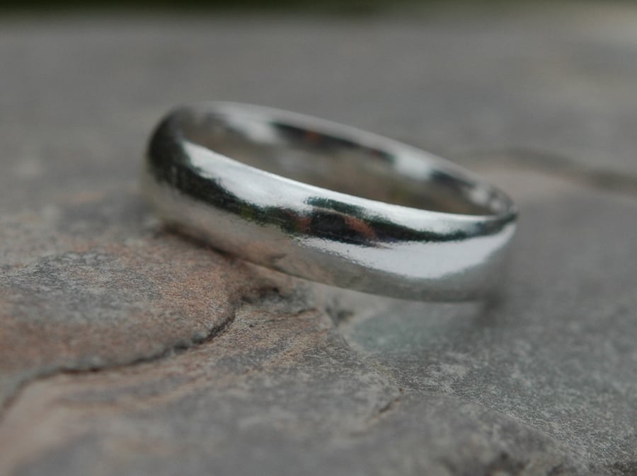 Wide Sterling Silver Unisex Ring, Hallmarked, size T