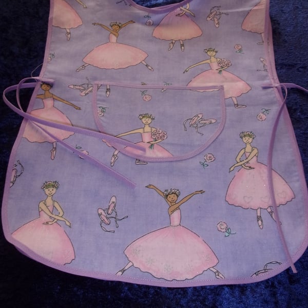Lavender Child's Tabard Apron with Pink Ballerinas