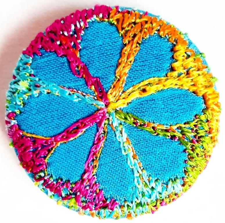 Buttons 1 inch button Hand Dyed Silks and Cottons Free Machine Embroidery Button