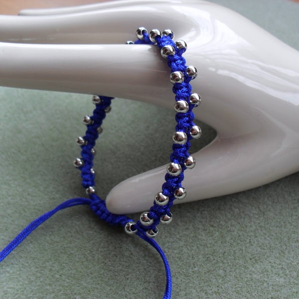 Silver Plated Beaded Macrame Style Bracelet