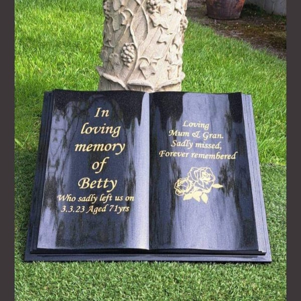 Memorial Grave Marker Grave Stone Headstone Flat Headstone Open Book Bible 