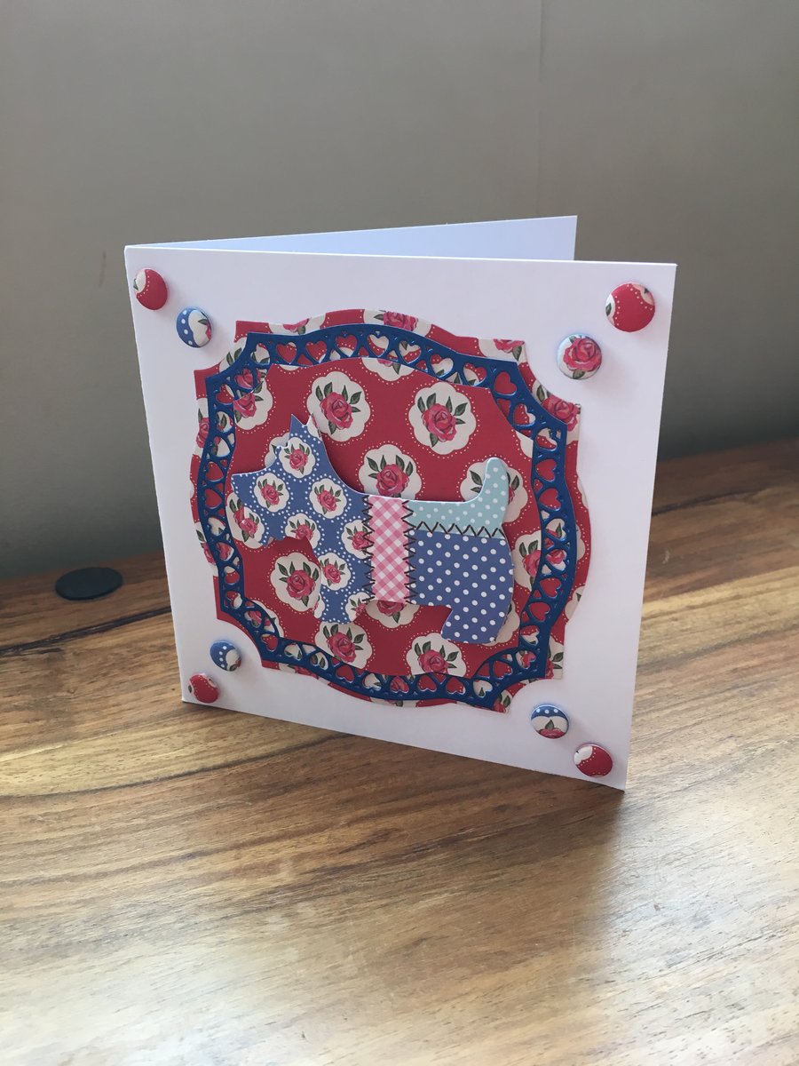 Patchwork Dog Card - Blank Inside - Any Occasion 