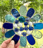 Stained Glass Bead Daisy Suncatcher - Daisy - Handmade Window Decoration - Blue - Image 1