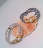 Diamond Tube and Lava Bead Double Strand Memory Wire Cuff Bracelets, Cuff Bangle - Image 6