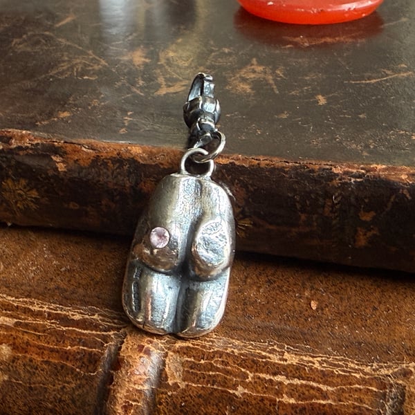 Double Sided Sterling Silver Sapphire Doll Bottom Clip On Pendant Charm
