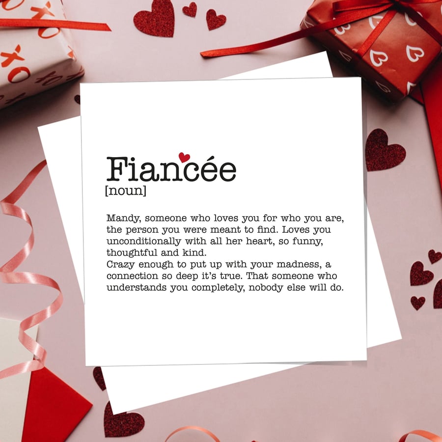 Anniversary Card Personalised Fiancee Definition. Free delivery