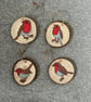 Set of 4 Robin Hand Drawn Wood Slice Decorations - Free P&P - Image 1