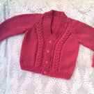 Cabled Cardigan Hand Knitted in Chunky Yarn for a Girl, Gift Ideas for Children 