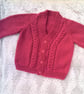 Cabled Cardigan Hand Knitted in Chunky Yarn for a Girl, Gift Ideas for Children 
