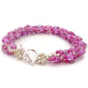 SALE - Pink & Lilac Bead Weave Bracelet