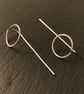 Open Circle Earrings Hammer Textured Hand Forged 925 Sterling Silver  - Image 3