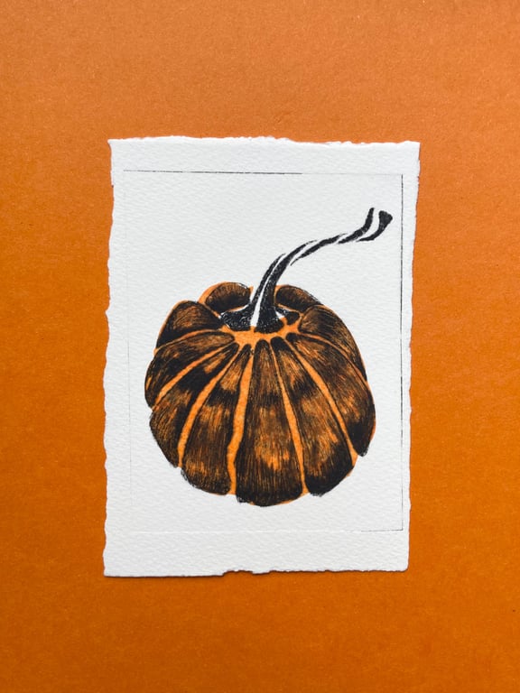 Handprinted Orange Pumpkin Print 