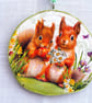 Red Squirrel decoupaged log slice wall decoration. - Image 2