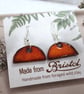 Handmade Orange Ceramic Dangle Earrings, Foraged Bristol Clay - Image 6