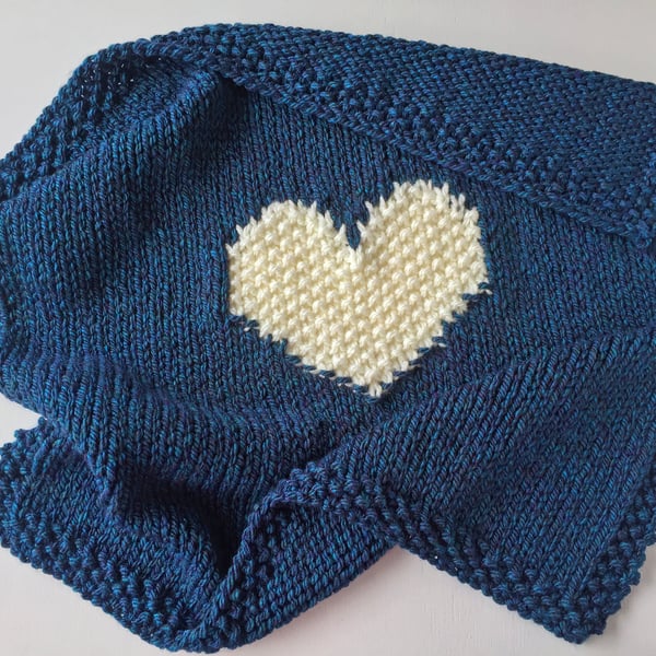 Heart Blanket KNITTING PATTERN Moss Stitch Heart Blanket using Super Chunky yarn