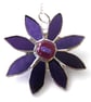 Stained Glass Suncatcher Daisy Dichroic Purple Handmade 007 - Image 2